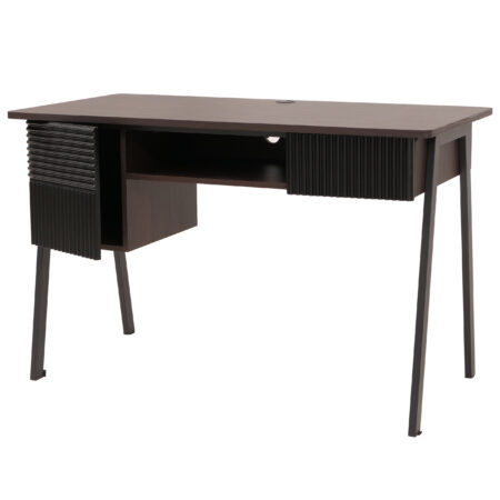 Moderner Schreibtisch 120 cm in Walnuss-Optik aus MDF und Metall