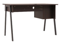 Moderner Schreibtisch 120 cm in Walnuss-Optik aus MDF und Metall