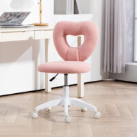 Schreibtischstuhl ergonomisch gepolstert mit Herz Rückenlehne rosa