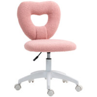 Schreibtischstuhl ergonomisch gepolstert mit Herz Rückenlehne rosa