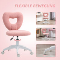 Schreibtischstuhl ergonomisch gepolstert mit Herz Rückenlehne rosa