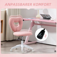 Schreibtischstuhl ergonomisch gepolstert mit Herz Rückenlehne rosa