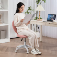 Schreibtischstuhl ergonomisch gepolstert mit Herz Rückenlehne rosa