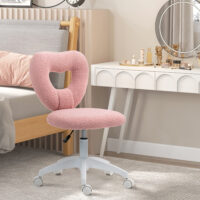 Schreibtischstuhl ergonomisch gepolstert mit Herz Rückenlehne rosa