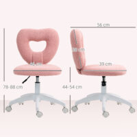 Schreibtischstuhl ergonomisch gepolstert mit Herz Rückenlehne rosa