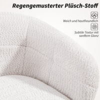 Schreibtischstuhl gepolstert rollbar mit Plüschbezug creme schwarz