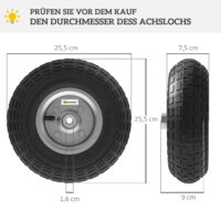 Schubkarrenrad Ersatzrad Vollgummi mit Kugellager 4er Set