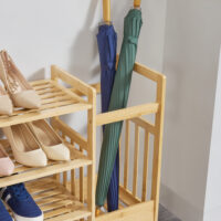 Schuhregal Eckerö mit Schirmständer 4 Etagen Bambus