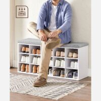 Schuhbank mit 15 Fächern, ideal zur platzsparenden Aufbewahrung von Schuhen.