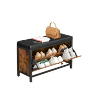 Schuhbank Organizer für 6 Paar Schuhe, Stahlgestell Vintage Braun