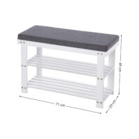 Schuhbank Sitzbank 2-stufig Bambus Weiss Grau
