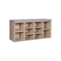 Schuhbank Sitzbank mit 10 Fächern Eichenfarbe.