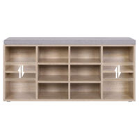 Schuhbank Sitzbank mit 10 Fächern Eichenfarbe.