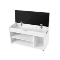 Schuhbank Sitzbank mit Kissen 2 Regale Weiss.