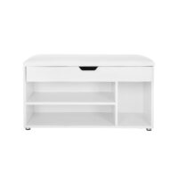 Schuhbank Sitzbank mit Kissen 2 Regale Weiss.