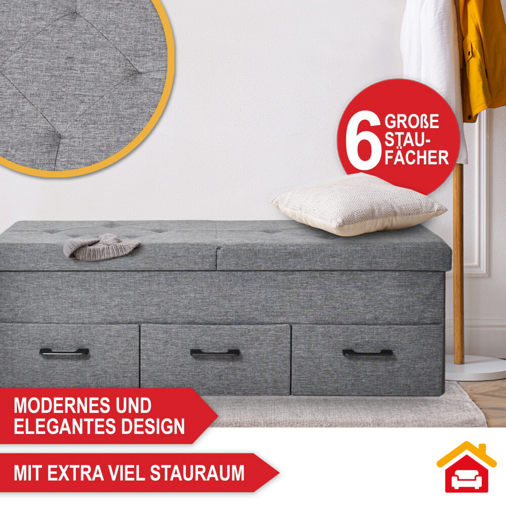 Große Schuhbank mit drei Schubladen für zusätzlichen Stauraum im Flur oder Schlafzimmer.