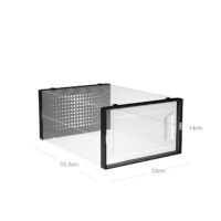 Schwarze Schuhbox im 18er-Set, stapelbar und mit Belüftungslöchern.