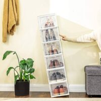 Weiße Schuhbox im 18er-Set, platzsparend und mit durchsichtigem Design.