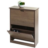 Schuhkipper Schuhschrank 2 Klappen 81x60x25cm Paulownia grau-braun