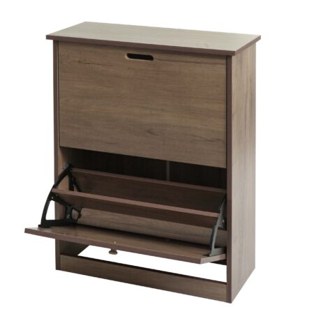 Schuhkipper Schuhschrank 2 Klappen 81x60x25cm Paulownia grau-braun
