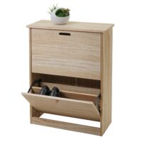 Schuhkipper Schuhschrank 2 Klappen 81x60x25cm Paulownia naturbraun