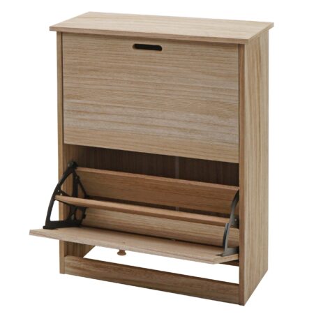 Schuhkipper Schuhschrank 2 Klappen 81x60x25cm Paulownia naturbraun