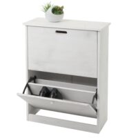 Schuhkipper Schuhschrank 2 Klappen 81x60x25cm Paulownia shabby weiss