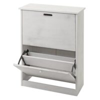 Schuhkipper Schuhschrank 2 Klappen 81x60x25cm Paulownia shabby weiss
