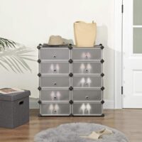 Schuhregal DIY Modulares Regal 10 Fächer Schwarz