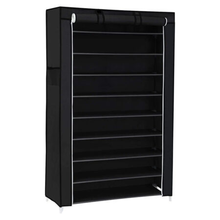 Schuhregal mit Abdeckung in 88x28x160 cm, schützt Schuhe vor Staub und Schmutz.