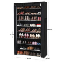 Schuhregal mit Abdeckung in 88x28x160 cm, schützt Schuhe vor Staub und Schmutz.