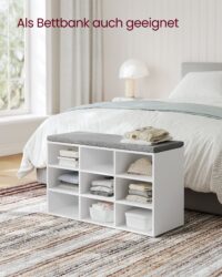 Schuhbank mit neun Fächern in Weiss für Flur oder Diele.