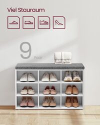 Schuhbank mit neun Fächern in Weiss für Flur oder Diele.