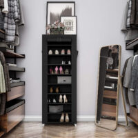 Schuhregal mit 10 Ebenen aus Stahlrohr und Vliesstoff, staubgeschützt und platzsparend, mit Reißverschlussabdeckung und Klettverschlüssen für einfachen Zugriff. Vielseitig einsetzbar für Schuhe, Kleidung und mehr, einfach ohne Werkzeug montierbar.