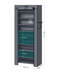 Grauer Schuhregalschrank mit zehn Etagen, platzsparendes Design für viele Schuhe.