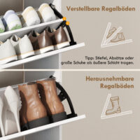 Schuhschrank mit 2 Klappen offenem Fach für 12 Paar Schuhe weiss