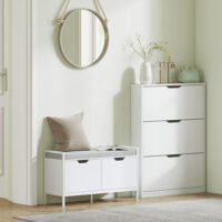 Schuhschrank schmal modern mit 3 Klappen für 12 Paar weiss
