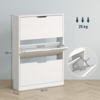 Schuhschrank schmal modern mit 3 Klappen für 12 Paar weiss