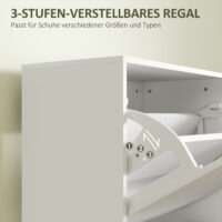 Schuhschrank mit 3 Schubladen für 12 Paar Schuhe weiss
