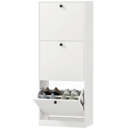 Schuhschrank mit 3 Schubladen für 12 Paar Schuhe weiss
