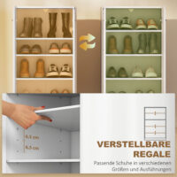 Schuhschrank mit verstellbaren Regalböden für Flur weiss