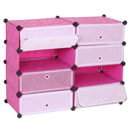 Schuhschrank Schuhablage Steckregal Aufbewahrung 8 Fächer 73x92x36cm rosa
