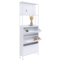 Schuhschrank Schuhkipper 3 Kippfächer Ablage Haken 201x80x20cm weiss