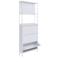 Schuhschrank Schuhkipper 3 Kippfächer Ablage Haken 201x80x20cm weiss