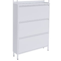 Schuhschrank Schuhkipper 3 Kippfächer Ablage Haken 201x80x20cm weiss