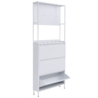 Schuhschrank Schuhkipper 3 Kippfächer Ablage Haken 201x80x20cm weiss