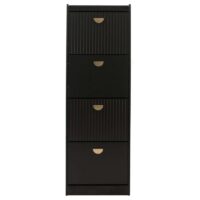 Schuhschrank Schuhkipper 4 Klappen 148x50x24cm Holzoptik schwarz