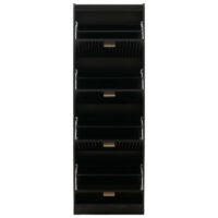 Schuhschrank Schuhkipper 4 Klappen 148x50x24cm Holzoptik schwarz