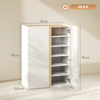 Schuhschrank mit Soft-Close für Flur bis 18 Paar Holz weiss