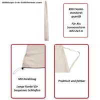 Schutzhülle Alu Sonnenschirm 2x3m Abdeckhülle mit Kordelzug anthrazit